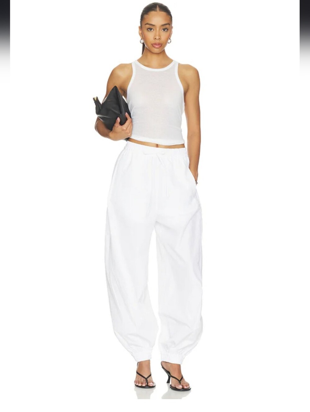 Volume Crushed Cotton Trousers in Optic White